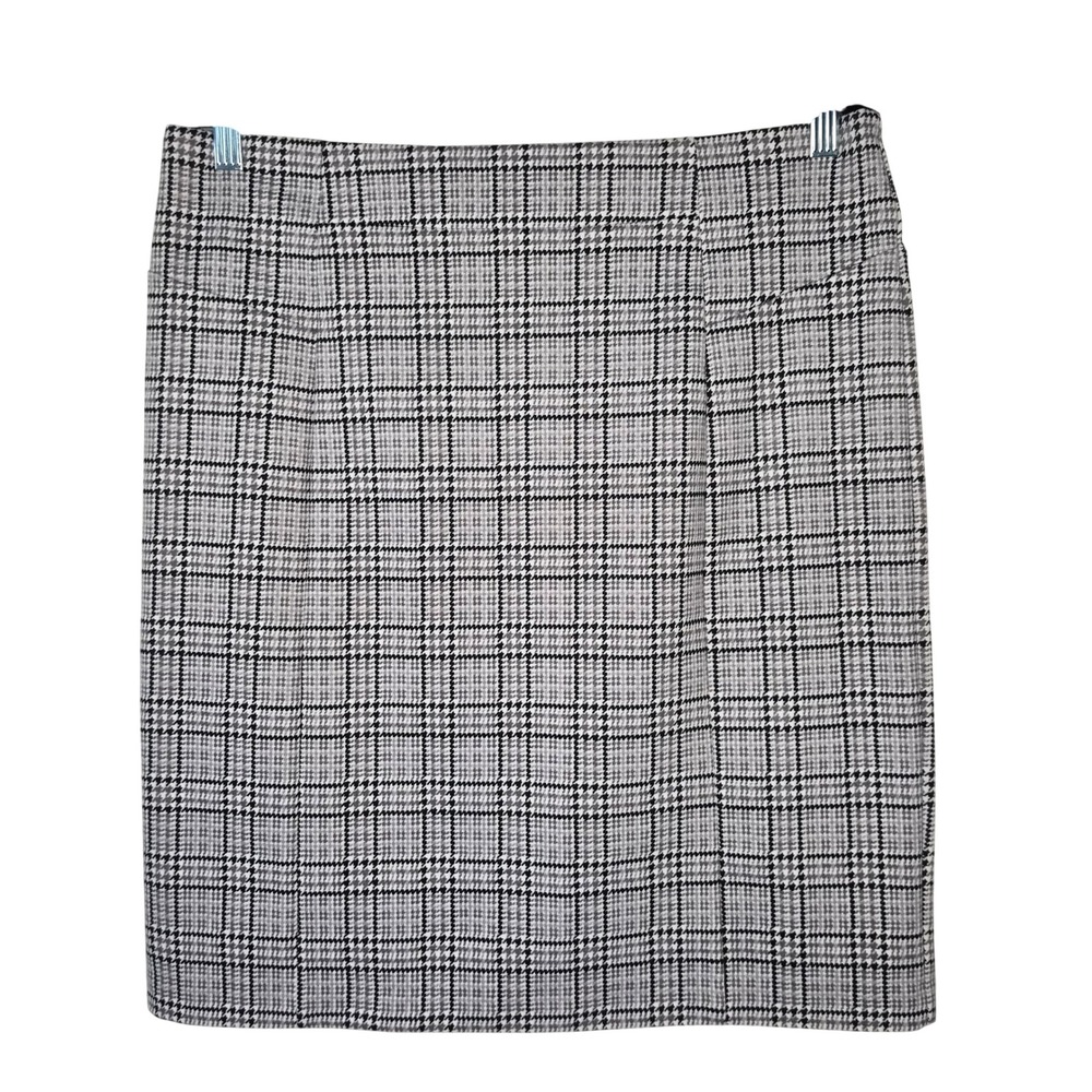 Michael Kors Skirt Womens L Grey Plaid Pencil Glen Plaid Academic Work Stretch